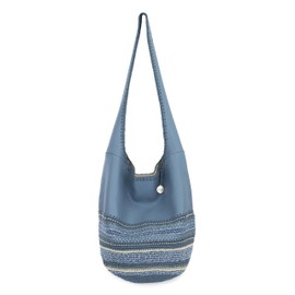 The Sak 120 Hobo Bag in Crochet - Large Women's Purse & Shoulder Bag for Everyday Travel - Durable Handbag With Back Zipper Pocket and Magnetic Snap Closure - Leather/Maritime Seminyak