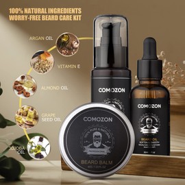 Beard Grooming Kit for Men, Beard Kit Gifts for Him, Beard Growth Kit with Beard Oil, Beard Shampoo, Beard Comb, Beard Brush, Beard Balm, Beard Scissors, Best Beard Men Gifts