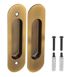 PATIKIL Recessed Finger Flush Pulls 6" Rectangular Pocket Door Handles Sliding Closet Door Pulls Barn Hardware Set with Screws/Sleeve Bolts for Home Bathroom, Yellow Bronze