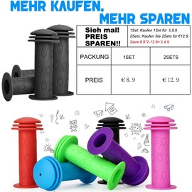 Children's Bicycle Grips - Handlebar Grips Bicycle Children 22 mm with Highest Safety Impact Protection Long 105 mm Children's Bicycle Grips for Scooter, Tricycle, Children's Balance Bike, Children's