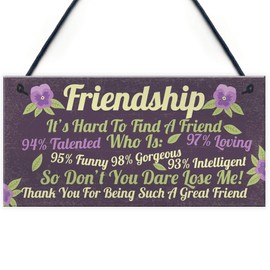 RED OCEAN Funny Best Friend Sign Friendship Gift Hanging Plaque Thank You Novelty Birthday Gift For Her