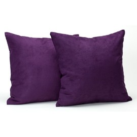 Newpoint Microsuede 16-Inch-by-16-Inch Feather and Down Filled Pillows, Purple, 2-Pack