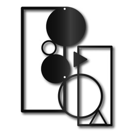 CREATCABIN Metall-Wanddekoration,Geometrische,Minimalistische Schwarze Eisen-Wandkunst,Abstrakte Moderne Wandbehang-Dekoration,Kreisförmige Rechteckige Silhouette,Ornament Für Zuhause,Zimmer,23x30cm
