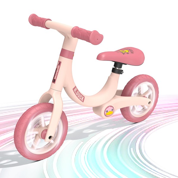 Luddy Toddler Balance Bike 2 Year Old, Age 24 Months to 5 Years Old, B.Duck No Pedal Beginner Kids Bicycle with Lighting Design, Push Bike with Adjustable Seat, Gift Bike for 2-3 Boys Girls Pink