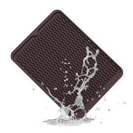 ZLR Silicone Dish Drying Mat for Kitchen Counter, Eco-Friendly Quick Dry Dish Mat, Easy Clean Multi Usage Drying Matt, Heat Resistant Trivet, 12" x 16" Large, Coffee