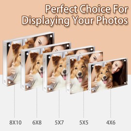 YMYKLB Acrylic Picture Frame, 5x5 Inch Acrylic Photo Frames Horizontal Magnet Double Sided Acrylic Frames Set, Clear Picture Frames 3 Pack