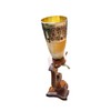 Viking Drinking Horn, 5-7oz Medieval Natural Handcrafted Horn with Wooden