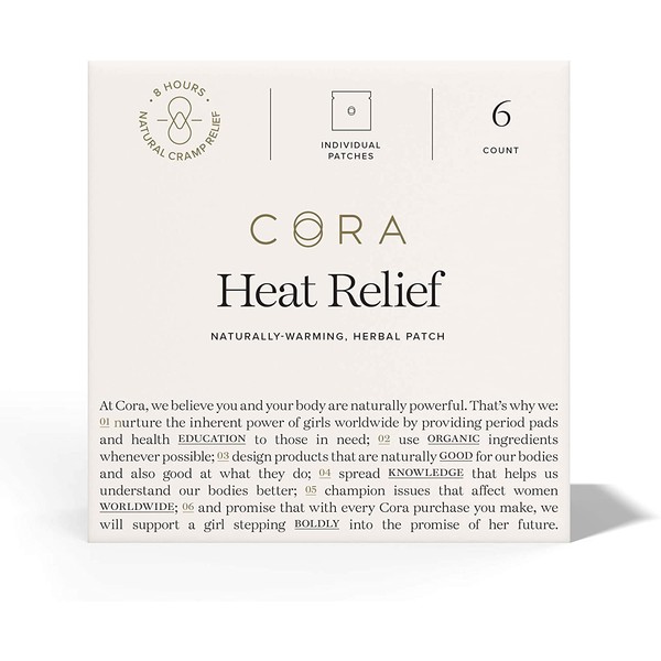 Heat Relief Patch by Cora | Soothe Cramps for up to 8 Hours with Heat from Activated Carbon | Adheres to Your Clothes to Ease Cramps Exactly Where You Need it