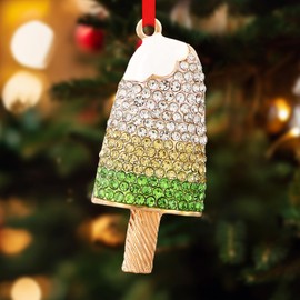 D24TIME Popsicle Ornaments for Christmas Tree-Metal Green Popsicle Ice Cream Ornaments Dessert Ornaments Kids Christmas Ice Cream Party Home Christmas Decorations Xmas Tree Decor