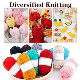 58 PC Crochet Kit for Beginners Knitting & Crochet Supplies,Premium Crocheting Kit Includes 5 Spools Crochet Yarn, 21 Crochet Hooks,6 Needes and 1 Crochet Case, Crochet Kits for Starter Adults Kids