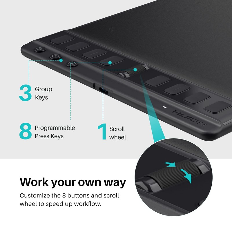 HUION Inspiroy 2 Medium Drawing Tablet with Scroll Wheel 8