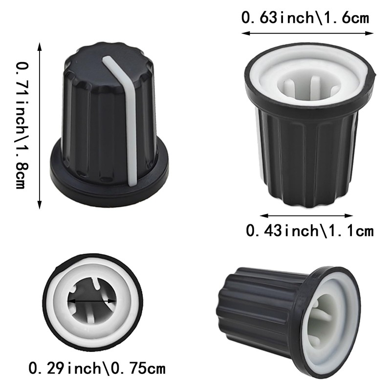 Capiant 20 PCS D Type Potentiometer Knobs, Plastic Volume Tone