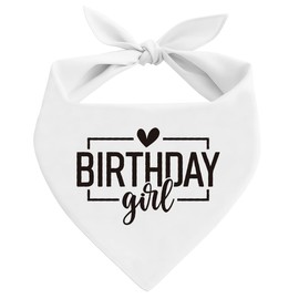 Dog Bandana, Birthday Girl, Dog Birthday Bandana, White Pet Dogs Scarf Accessories, Pet Dogs Triangle Scarf, Pets Muffler for Small Medium, Pets Lovers Gift