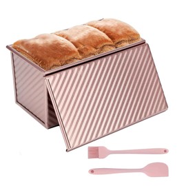 Toast Bread Mould Aluminium, Toast Bread Baking Mould with Lid 450 g, Bread Non-Stick Bread Moulds, with Dough Scraper and Oil Brush, for Bread, Toast, Cake, Pastry (21 x 11 x 11.5 cm)