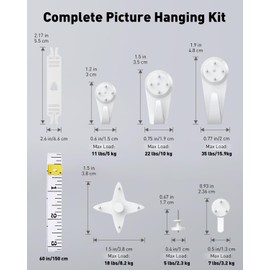 Uniclife 30 Pcs Non-Trace Picture Hooks for Hard Wall, Picture Hanging Kit, Non-Trace Wall Hooks with Nails, White Picture Hangers Stucco Hooks for Photo Frame, Painting and Art