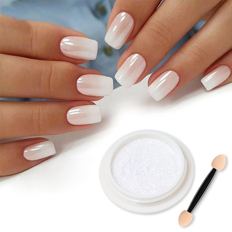 Magic White Pearl Chrome Nail Powder Solid Glitter Fairy Shell