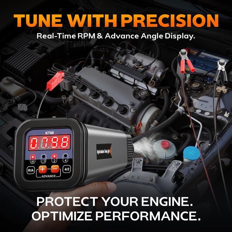 KZYEE KT60 Digital Timing Light with Tachometer & Advance Angle,