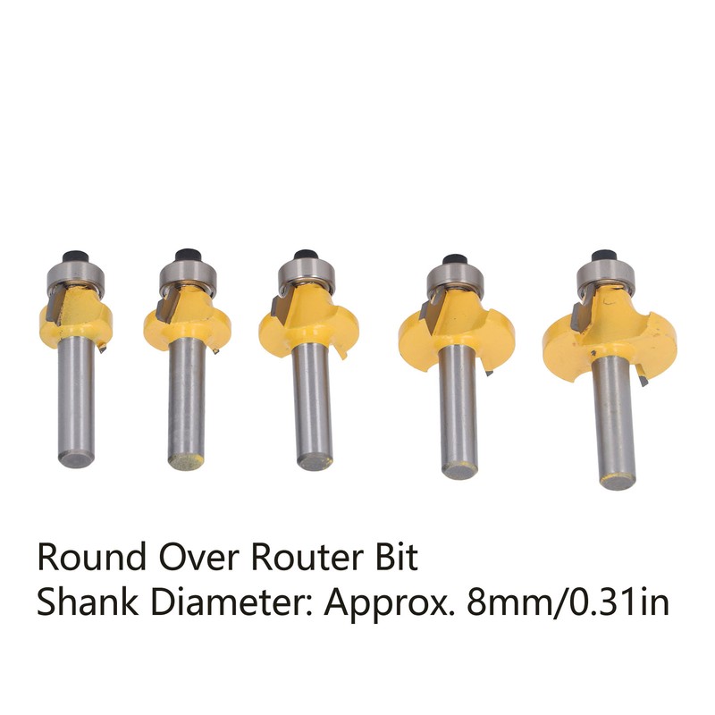 5 Pcs Round Over Router Bit 8mm Shank Carbide Corner