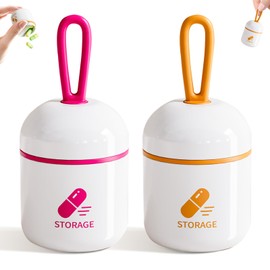 ONTERATE Keychain Pill Holder, Small Pill Box Case Container Organizer for Purse, Removable Divider, Silicone Seal Moisture Proof Mini Pill Bottle for Outdoor Camping Travel (2 Pack, Orange Fuchsia)