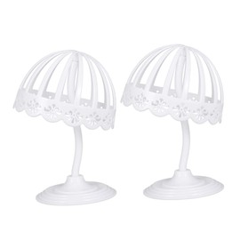 Outanaya 2pcs Adjustable Plastic Hat Display Rack Height Wide Elegant Tabletop Wig Stand Holder for Fedoras Bonnet Headwear Decoration Suitable for Shops Home