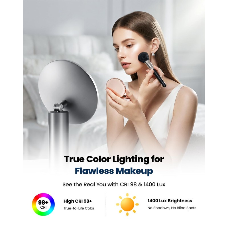 sjzxuv SJZX Travel Makeup Mirror with Lights and 10X Magnification,