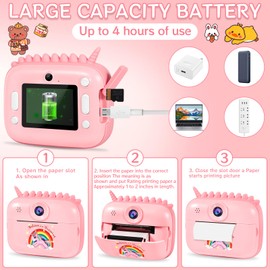 Kids Camera Instant Printing, - 2.4" HD 1080P - with 32GB SD card, 3 rolls of paper, pendant. Camera for kids and girls