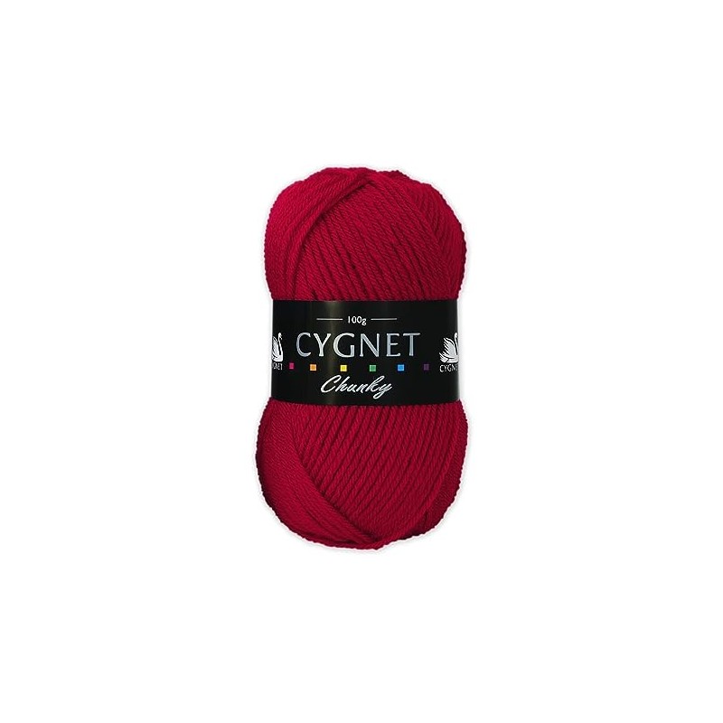 Cygnet Chunky Knitting Yarn/Wool - 100g Chunky Knit Ball (Red