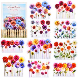 20 Pieces Mini Flowers Wall Decals Colorful PET Micro Floral Wall Stickers for DIY Miniatures Dollhouse Kitchen Bedroom Living Room Art Landscaping Decor(Flower 1)