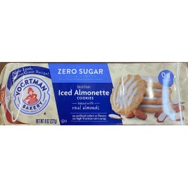 Voortman Bakery ZERO SUGAR ICED ALMONETTE Cookies 8 Oz Pack NEW - SUGAR FREE