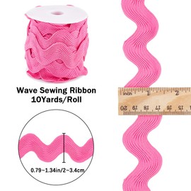 GORGECRAFT 10 Yards 1.5"/37mm Wide Wave Bending Fringe Trim Rick Rack Hot Pink Zig Zag RIC Rac Trim Curved Woven Braided Fabric Webbing Edge Lace Ribbon for Sewing Home Party Wedding Dress Craft