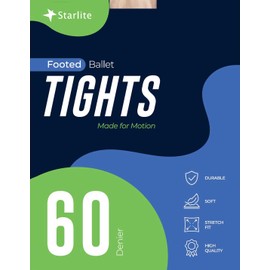 Starlite 60 Denier Footed Ballet Tights (UK, Age 7-9, Pink)