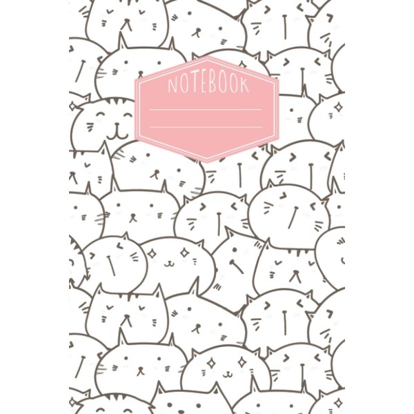 Cute Cat Pattern Doodle Notebook: 120 Pages Plain Cream Paper