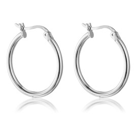 Hoop Earrings,Sterling Silver Hoop Earrings,925 Sterling Silver Post Lightweight Hoops,Sensitive Ears Hypoallergenic,20MM