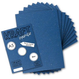 100 Sheets - Vintage Kraft Paper in Blue DIN A5 120 g/m² Blue Recycled Paper - 21 x 14.8 cm - Ecological Letter Sheet - Writing Paper NEUSER PAPIER