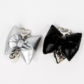 Padded Ribbon Keychain Bag Charm for Phone Silver 3ea