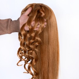 Mannequin Head with Hair 80% Human Straight 26"-28" Doll Head with Hair Cosmetology Mannequin Head Human Hair for Hairdresse (27#No makeup)