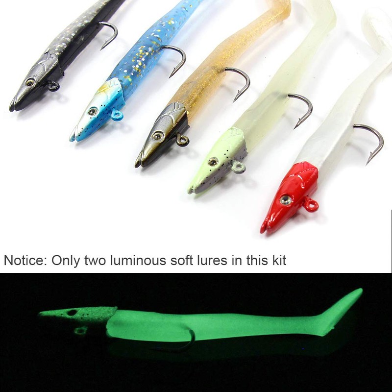 Croch 10Pcs Soft Fishing Lures Jig Head with T Tail
