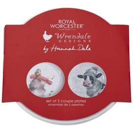 Royal Worcester Wrendale Designs- 6.5 Inch Coupe Plates (Set of 2)- Duck and Cow Design