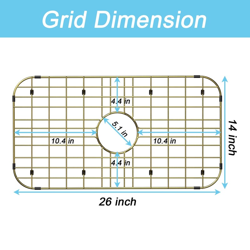 Alonsoo 26" x 14" Large Gold Kitchen Sink Grid and