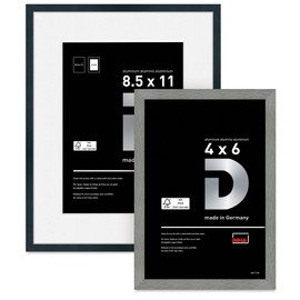 DEHA Design 18x24 Picture Frame Tribeca Soft Frosted Grey Aluminum Metal Frame with shatter resistant acrylic glass Horizontal and Vertical format for wall or tabletop with back easel