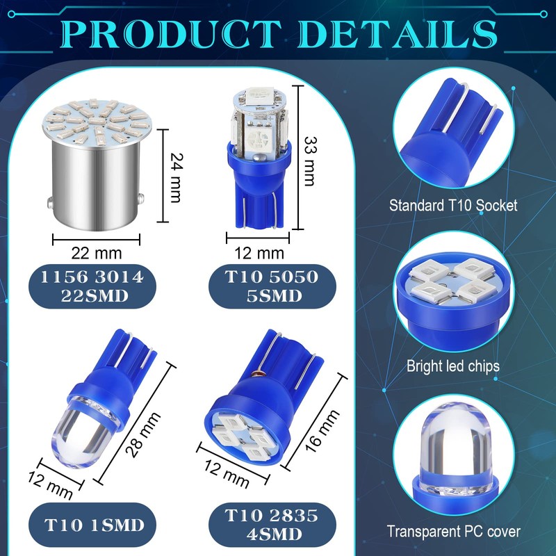 Frienda 70 Pieces LED Car Bulb Kit Interior Light, License