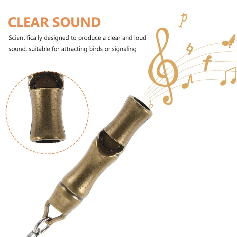 ORFOFE 6pcs Brass Survival Whistle Keyring Loud Multi-Function Whistles for