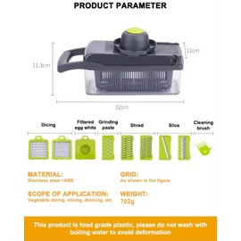 YaadChef Vegetable Chopper and Slicer Set, 15 Pieces, Includes Container and Blades
