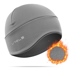WRELS Thermal Running Beanies for Men Winter Hats Lightweight Warm Soft Skull Caps with Ear Flaps for Runners Grey