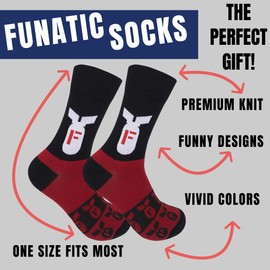 FUNATIC F Bomb Crew Socks For Men Women Guy Girl | Best Sarcasm Lover Atomic Cuss Word Attire Present with Saying and Image | Awesome Sarcastic Themed Clothing Apparel Souvenir | Funny Party Day Gift