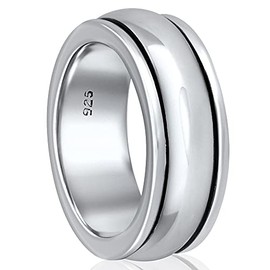 VY JEWELRY Plain Spinner - Solid 925 Sterling Silver Spinner Ring for Men - Made in Thailand - Size 10