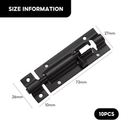 10Pcs Door Lock Bolts, Stainless Steel Sliding Latch Bolt with Screws, 3 inch Mounted Sliding Door Lock, Stainless Steel Door Latch Slide Bolts Lock
