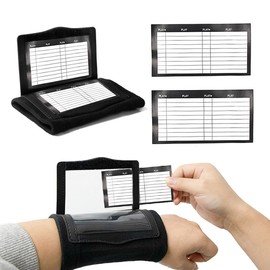 Football Wrist Playbook with 2 Paper Cards, Fold Transparent Football Play Wristbands, Black Football Game Bracelets, Reusable Tactical Wrist Coach Teaching Board for Various Sports