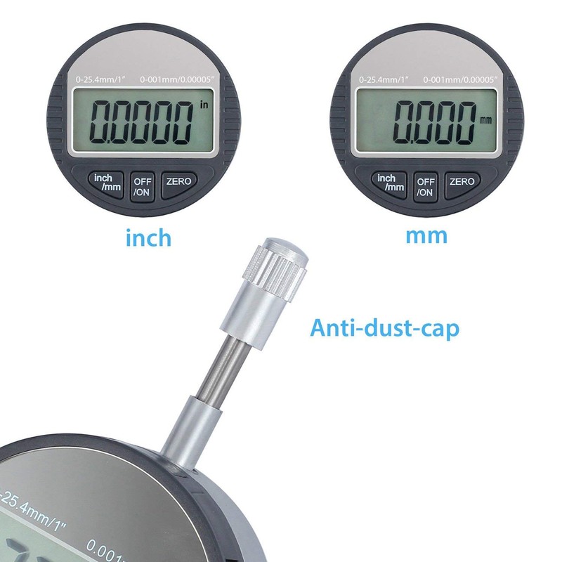 AUTOUTLET Digital Dial Gauge 0.001 mm/0.00005 Inch Digital Probe 0-25.4