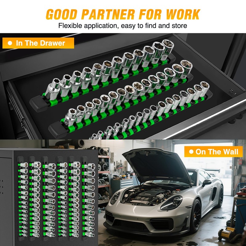 GOOACC Socket Organizer ABS Socket Holder Set 1/4" 3/8" 1/2"